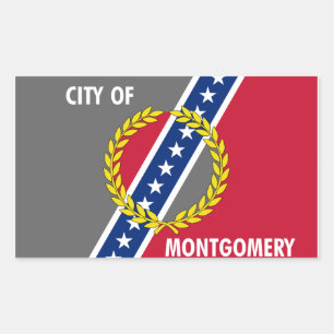 Pegatina Rectangular Cuatro banderas de Montgomery, Alabama
