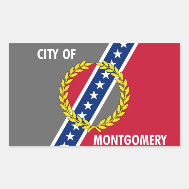 Pegatina Rectangular Cuatro banderas de Montgomery, Alabama (Anverso)