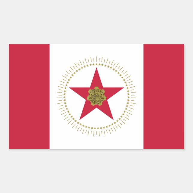 Pegatina Rectangular CUATRO Birmingham, Bandera de Alabama (Anverso)