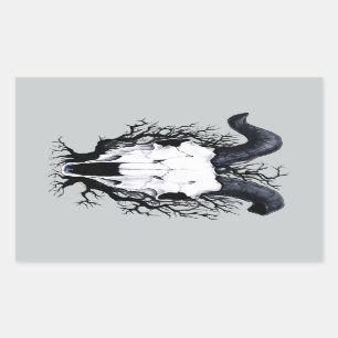 Pegatina Rectangular Cuatro cráneos de las estaciones: Frialdad del