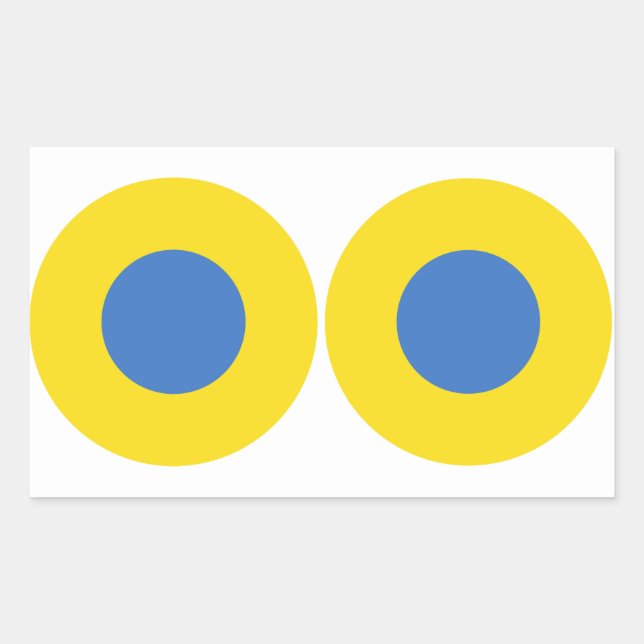 Pegatina Rectangular CUATRO DOBLES Roundel de la Fuerza Aérea Ucraniana (Anverso)