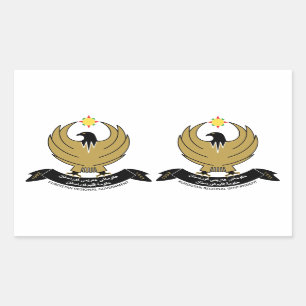 Pegatina Rectangular Cuatro escudos de armas dobles de Kurdistán