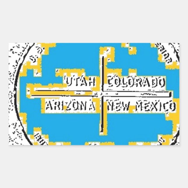Pegatina Rectangular Cuatro esquinas Cuatro estados (Anverso)