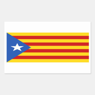 Pegatina Rectangular CUATRO "L'Estelada Blava" Bandera de la Independen