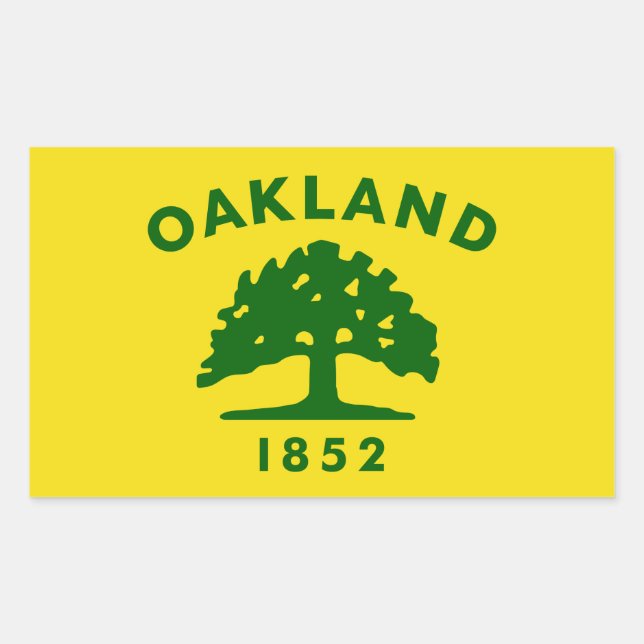 Pegatina Rectangular CUATRO Oakland, Bandera de California (Anverso)