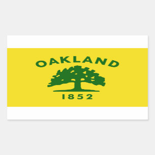 Pegatina Rectangular CUATRO Oakland, Bandera de California