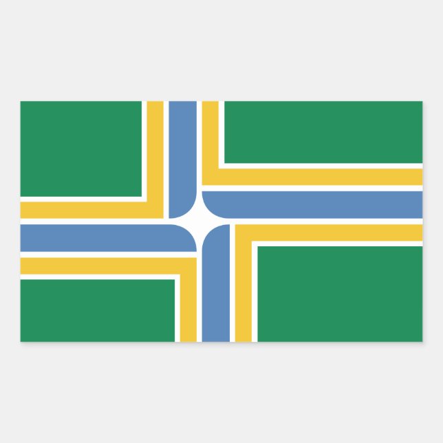 Pegatina Rectangular CUATRO Portland, Bandera de Oregón (Anverso)