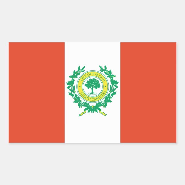 Pegatina Rectangular CUATRO Raleigh, Bandera de Carolina del Norte (Anverso)