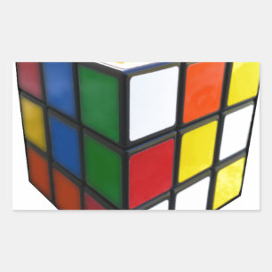 Pegatina Rectangular Cubo de rompecabezas de los años 80