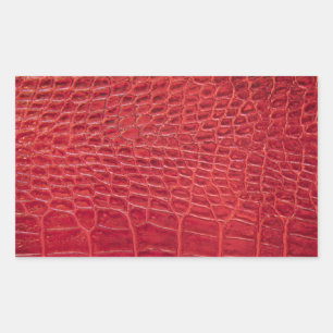 Pegatina Rectangular Cuero falso rojo caimán