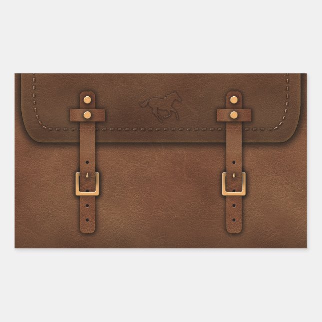Pegatina Rectangular cuero satchel Pony Express (Anverso)
