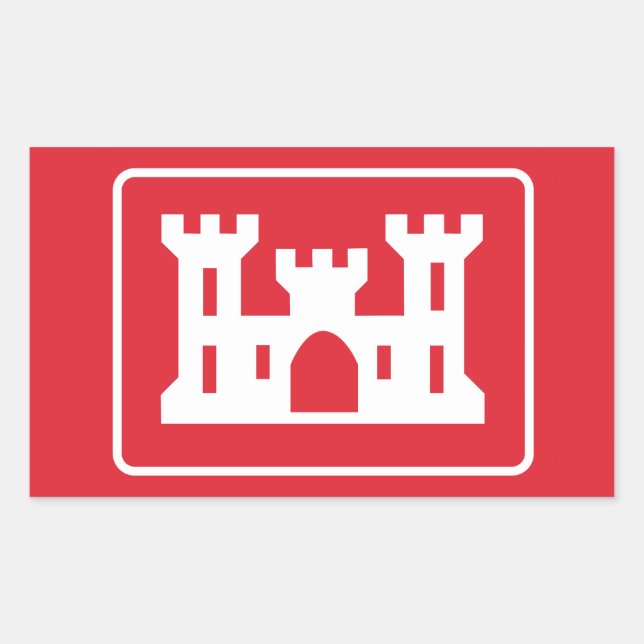 Pegatina Rectangular Cuerpo de Ingenieros del Ejército de EE. UU. DOD M (Anverso)