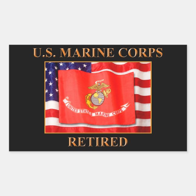 Pegatina Rectangular Cuerpo de Marines de Estados Unidos Sus Personaliz (Anverso)