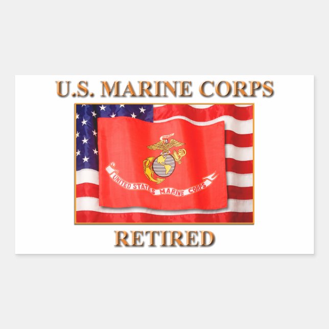 Pegatina Rectangular Cuerpo de Marines de Estados Unidos Sus Personaliz (Anverso)