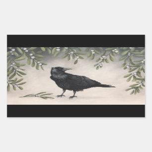 Pegatina Rectangular cuervo mistletoo