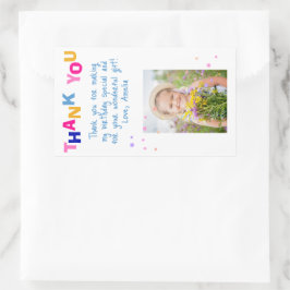 Pegatina Rectangular Cuestas coloridas estrellas Chica Foto Cumpleaños 