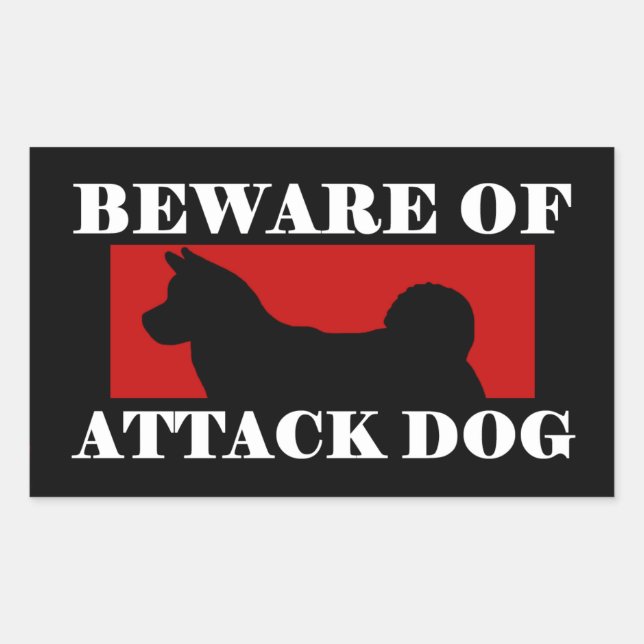 Pegatina Rectangular Cuidado con el perro atacante - Akita (Anverso)