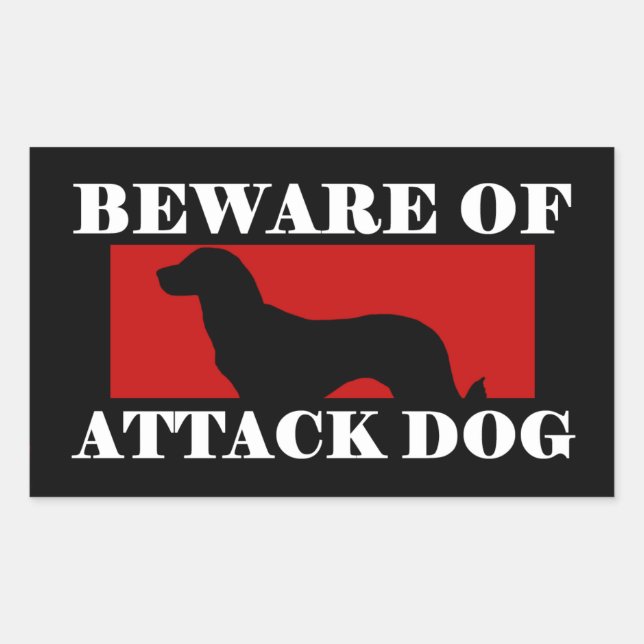 Pegatina Rectangular Cuidado con el perro atacante - perro pastor anato (Anverso)