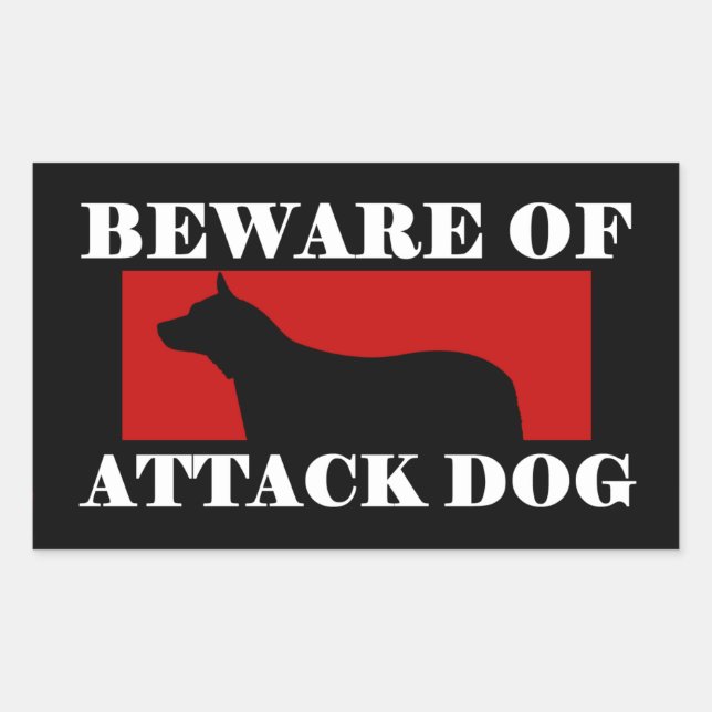 Pegatina Rectangular Cuidado con el perro del ataque - perro de ganado  (Anverso)
