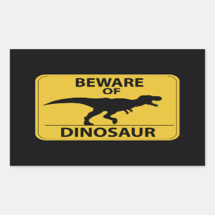 Pegatina Rectangular Cuidado con los dinosaurios