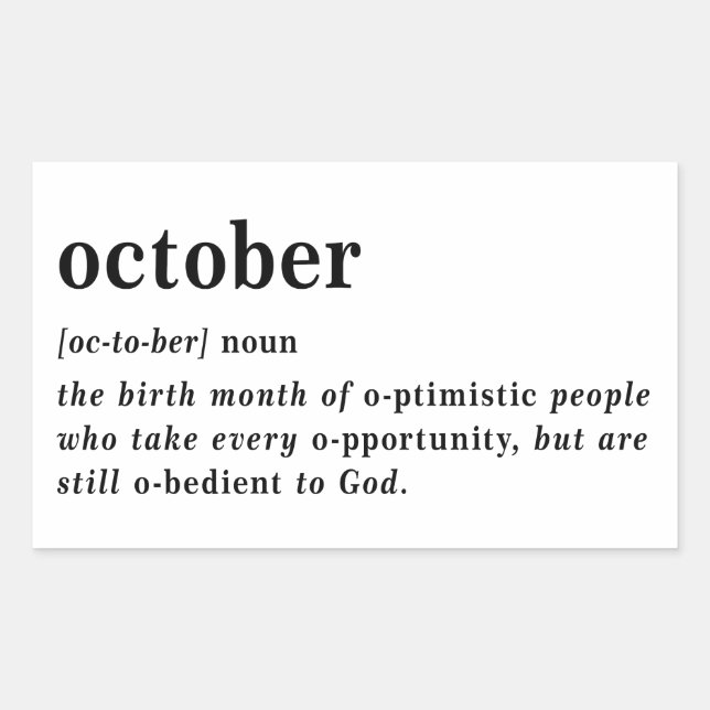 Pegatina Rectangular Cumpleaños de definición de octubre (Anverso)