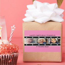 Pegatina Rectangular Cumpleaños de Fotos Personalizadas