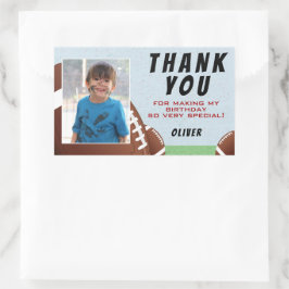 Pegatina Rectangular Cumpleaños de la Bola de Fútbol Americana Gracias 