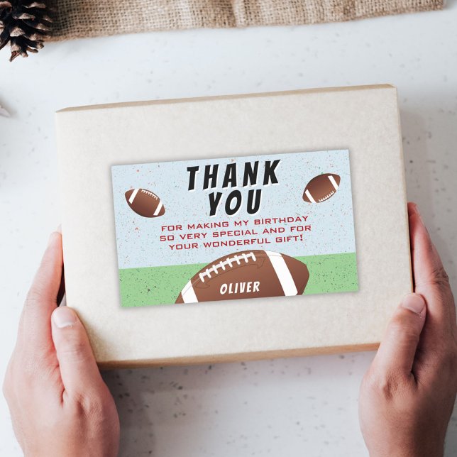 Pegatina Rectangular Cumpleaños de la Bola de Fútbol Americana Gracias (Subido por el creador)