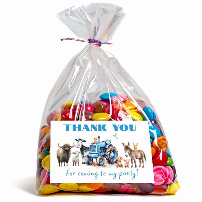 Pegatina Rectangular Cumpleaños de Tractor Animales de Granja Gracias (Subido por el creador)