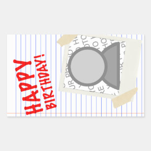 Pegatina Rectangular cumpleaños feliz