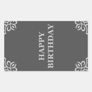 Pegatina Rectangular cumpleaños feliz (elegantesGreys)