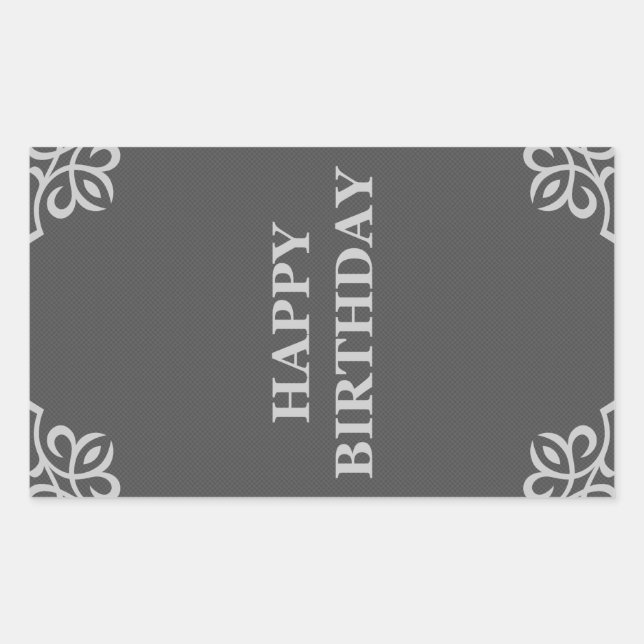 Pegatina Rectangular cumpleaños feliz (elegantesGreys) (Anverso)