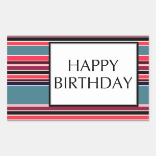 Pegatina Rectangular cumpleaños feliz (wineStripes)