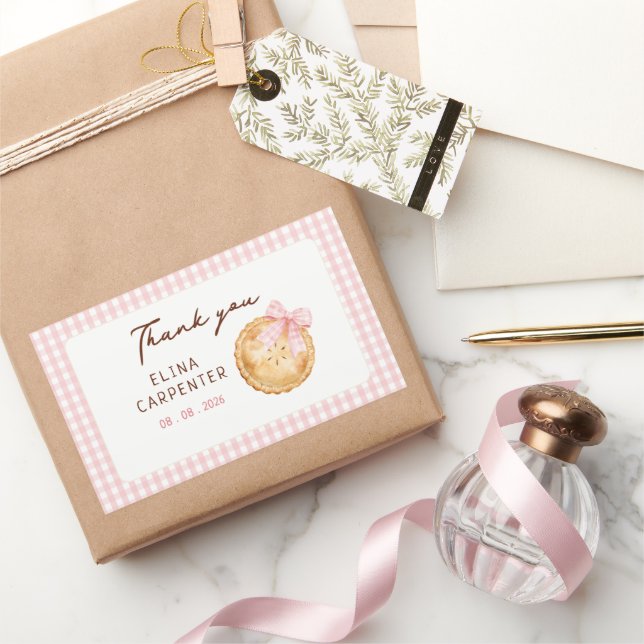 Pegatina Rectangular Cumpleaños pastelito rosa de cuadritos (Regalar)