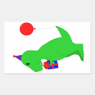 Pegatina Rectangular Cumpleaños T-Rex
