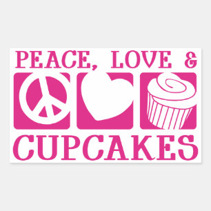 Pegatina Rectangular Cupcakes de amor por la paz