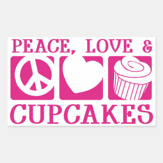 Pegatina Rectangular Cupcakes de amor por la paz