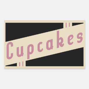 Pegatina Rectangular cupcakes retro