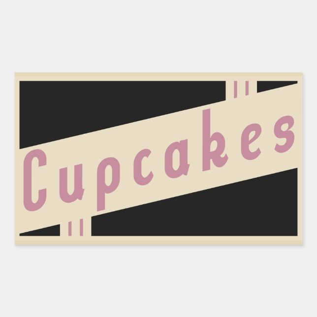 Pegatina Rectangular cupcakes retro (Anverso)