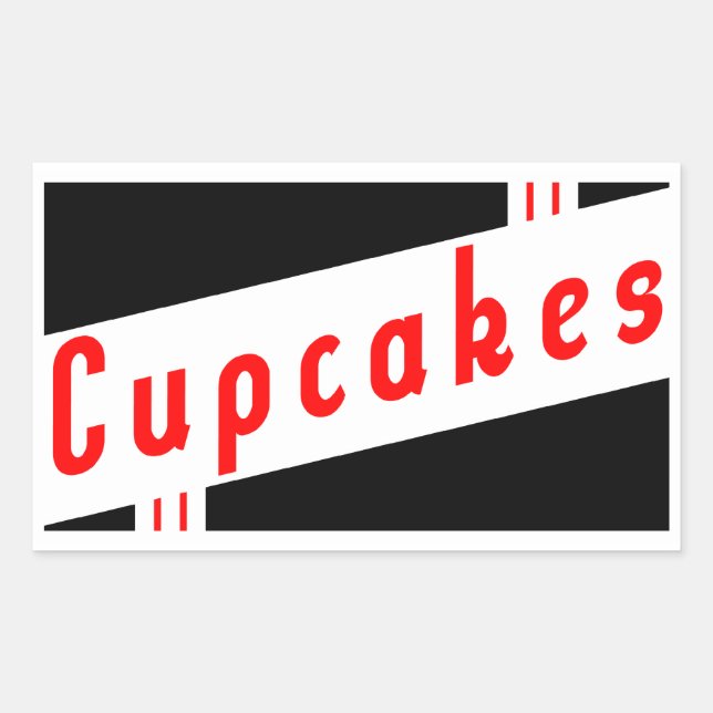 Pegatina Rectangular cupcakes retro (Anverso)