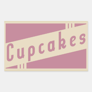 Pegatina Rectangular cupcakes retro