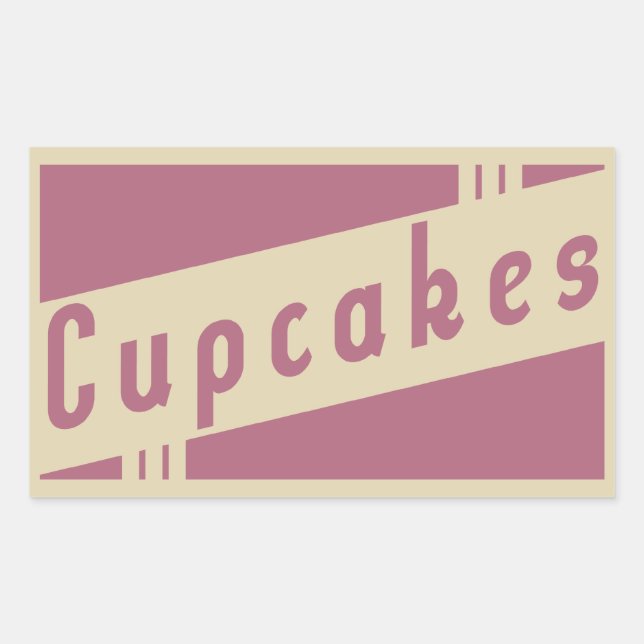 Pegatina Rectangular cupcakes retro (Anverso)
