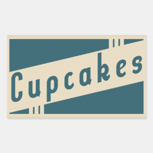Pegatina Rectangular cupcakes retro
