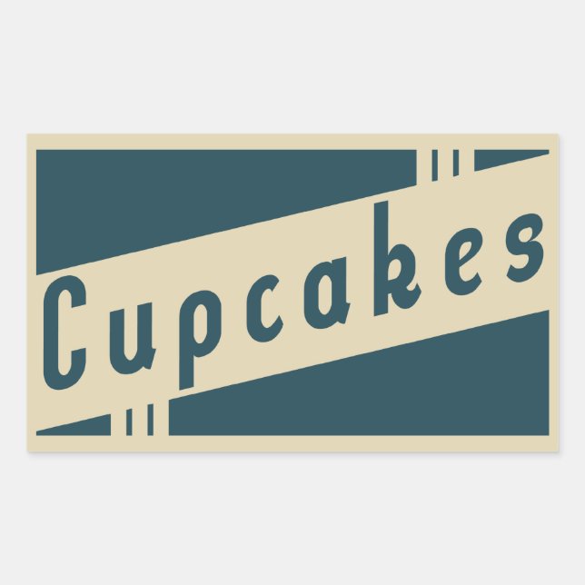 Pegatina Rectangular cupcakes retro (Anverso)