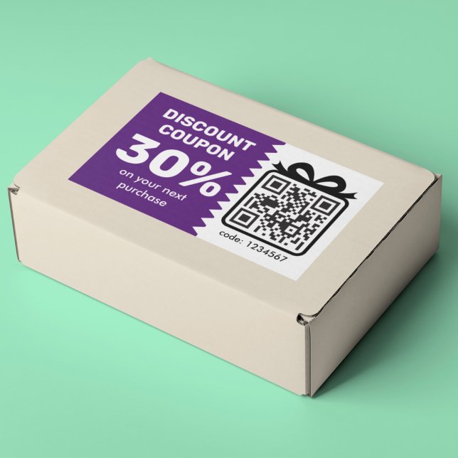 Pegatina Rectangular Cupón de descuento digital con código QR y logotip (Subido por el creador)