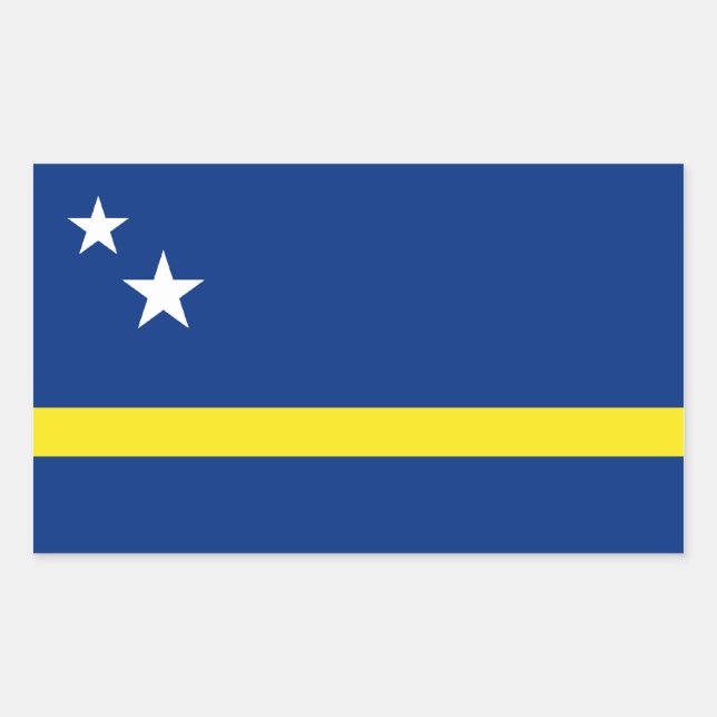 Pegatina Rectangular Curaçao señala por medio de una bandera, Países (Anverso)