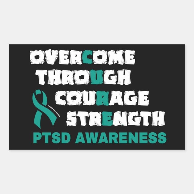 PEGATINA RECTANGULAR CURE...PTSD (Anverso)