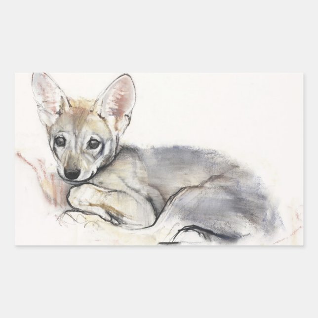 Pegatina Rectangular Curled Arabian Wolf Pup 2009 (Anverso)