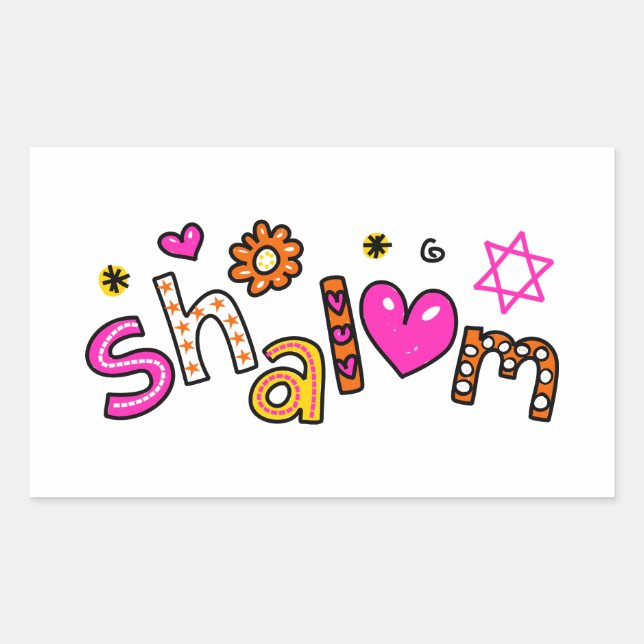 Pegatina Rectangular Curte Shalom Greet Text Expression (Anverso)