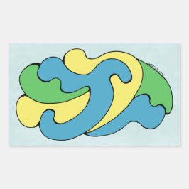 Pegatina Rectangular Curvas de abrazo (amarillo, azul, verde)